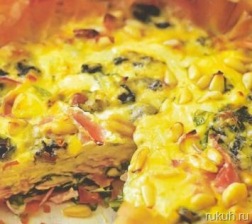 Пирог с ветчиной и плавленым сыром