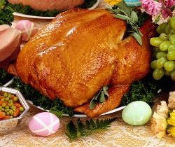 Курочка, фаршированная гренками из белого хлеба