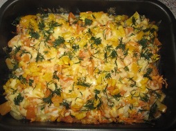 Запеченное куриное филе с овощами